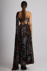 Black Crepe & Georgette Flared Pant Set