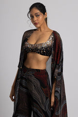 Black Georgette & Crepe Sharara Set