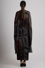 Black Georgette Hand Embroidered Kaftan Set