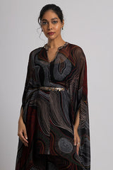 Black Georgette Hand Embroidered Kaftan Set