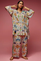 Ivory Crepe Hand Embroidered Co-Ord Set