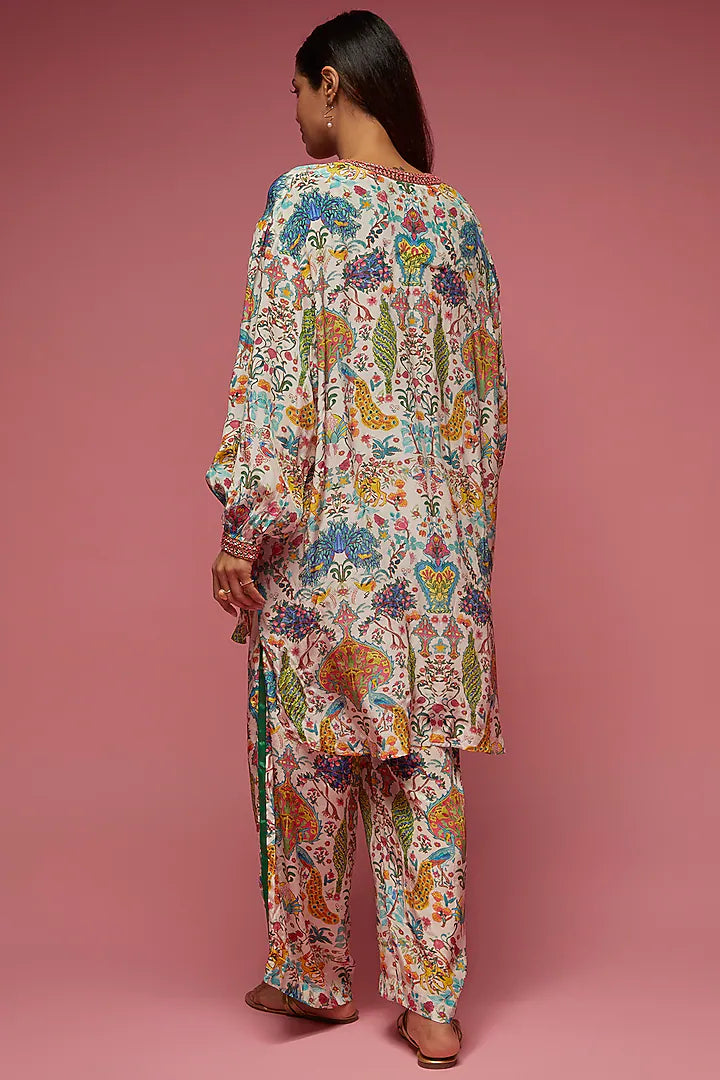 Ivory Crepe Hand Embroidered Co-Ord Set