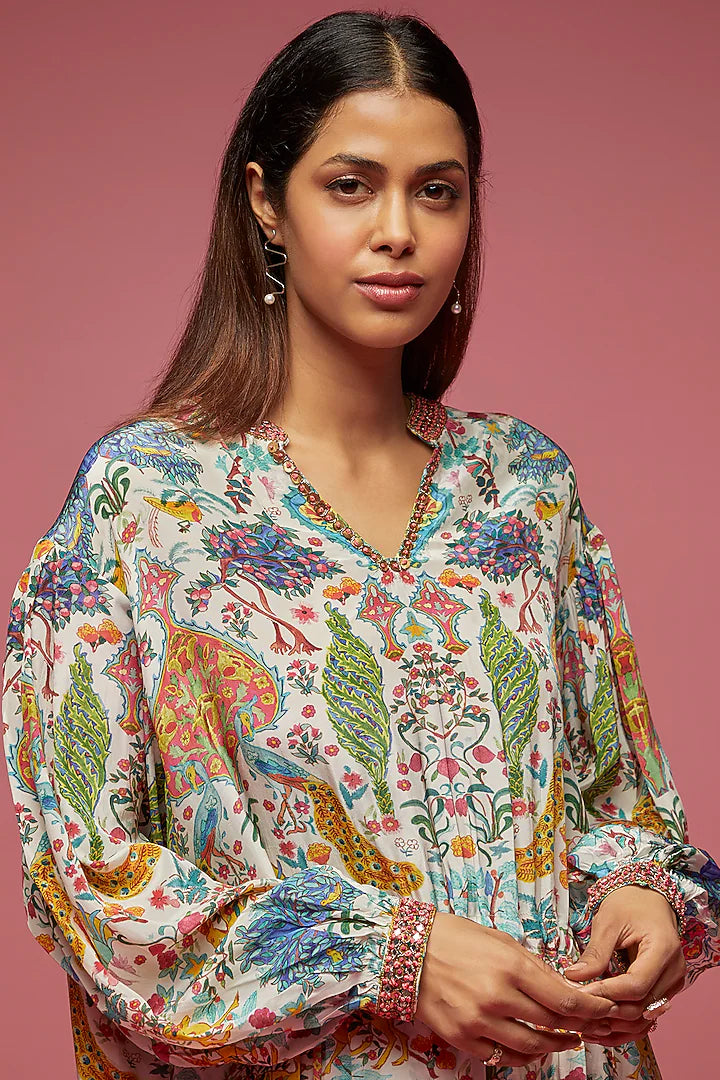 Ivory Crepe Hand Embroidered Co-Ord Set