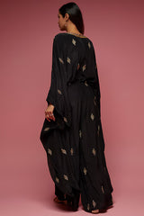 Black Crepe Hand Embroidered Jumpsuit