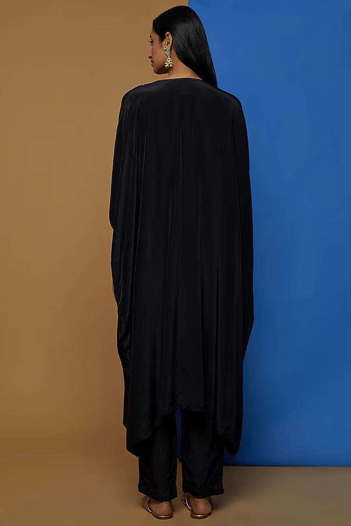 Black Hand Embroidered Kaftan Set