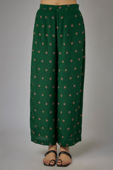 Green Crepe Printed Kaftan Set