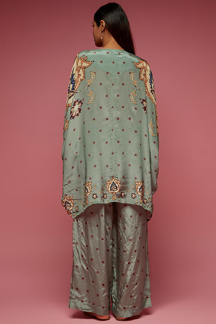 Grey Crepe Kite Kaftan Set
