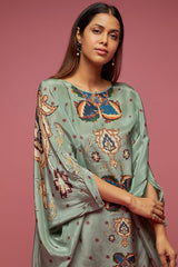 Grey Crepe Kite Kaftan Set