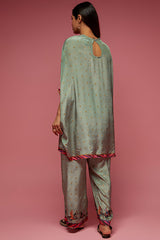 Grey Crepe Kite Kaftan Set