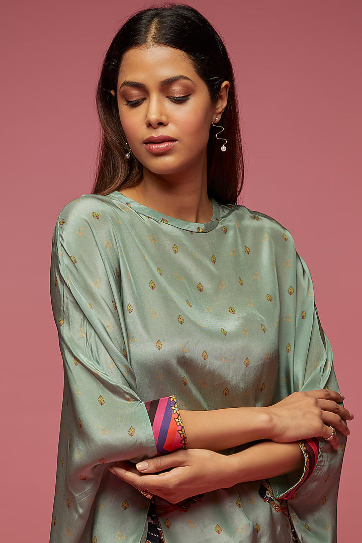 Grey Crepe Kite Kaftan Set