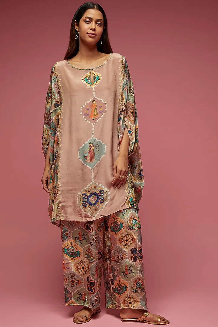 Dusty Rose Crepe Kaftan Set