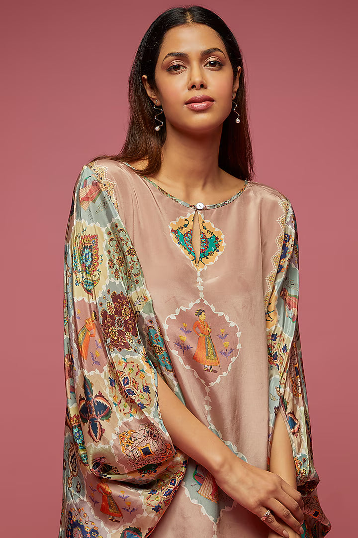 Dusty Rose Crepe Kaftan Set