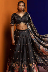 Black Embroidered Lehenga Set