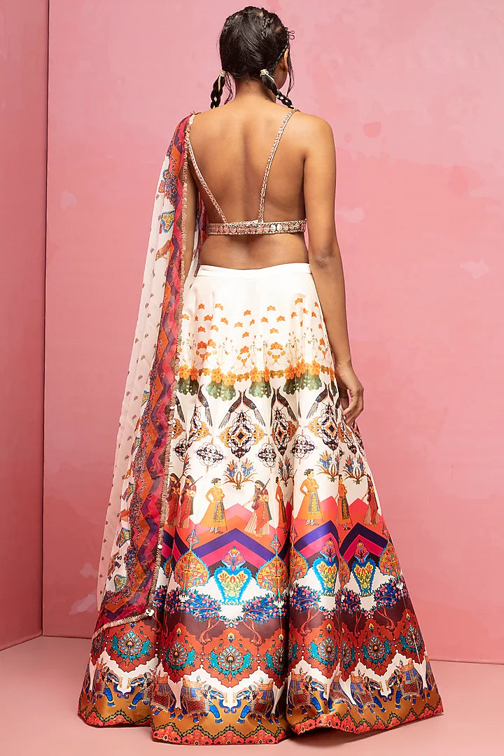 Ivory Embroidered Lehenga Set
