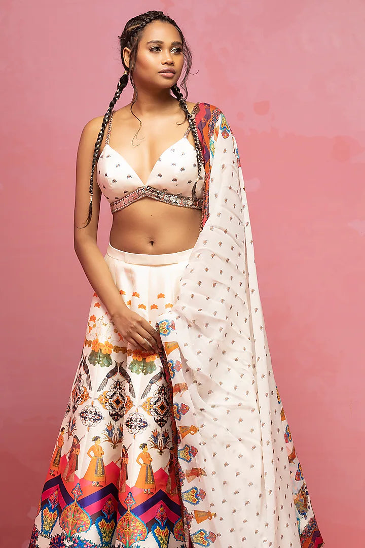 Ivory Embroidered Lehenga Set