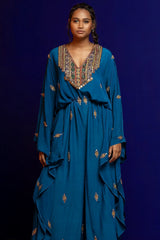 Teal Embroidered Jumpsuit