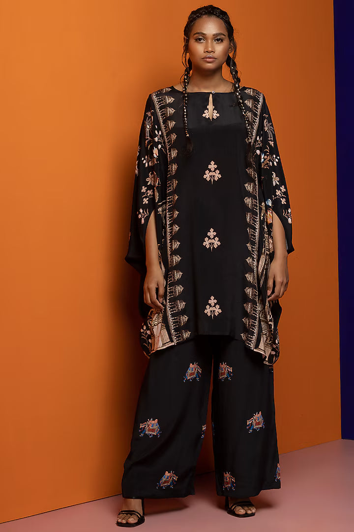 Black Crepe Kaftan Set
