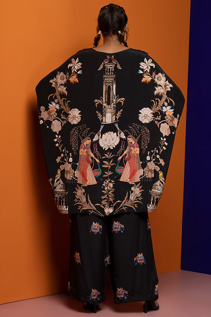 Black Crepe Kaftan Set