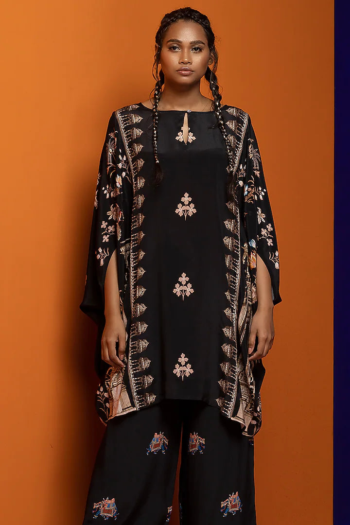 Black Crepe Kaftan Set