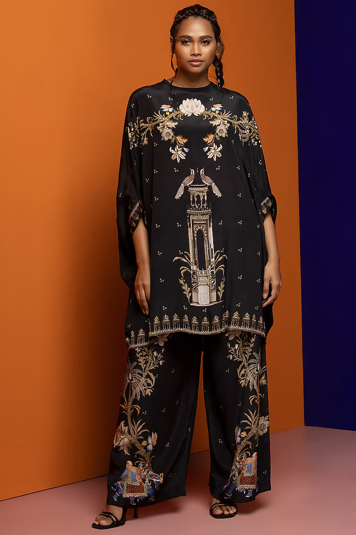 Black Crepe Kaftan Set
