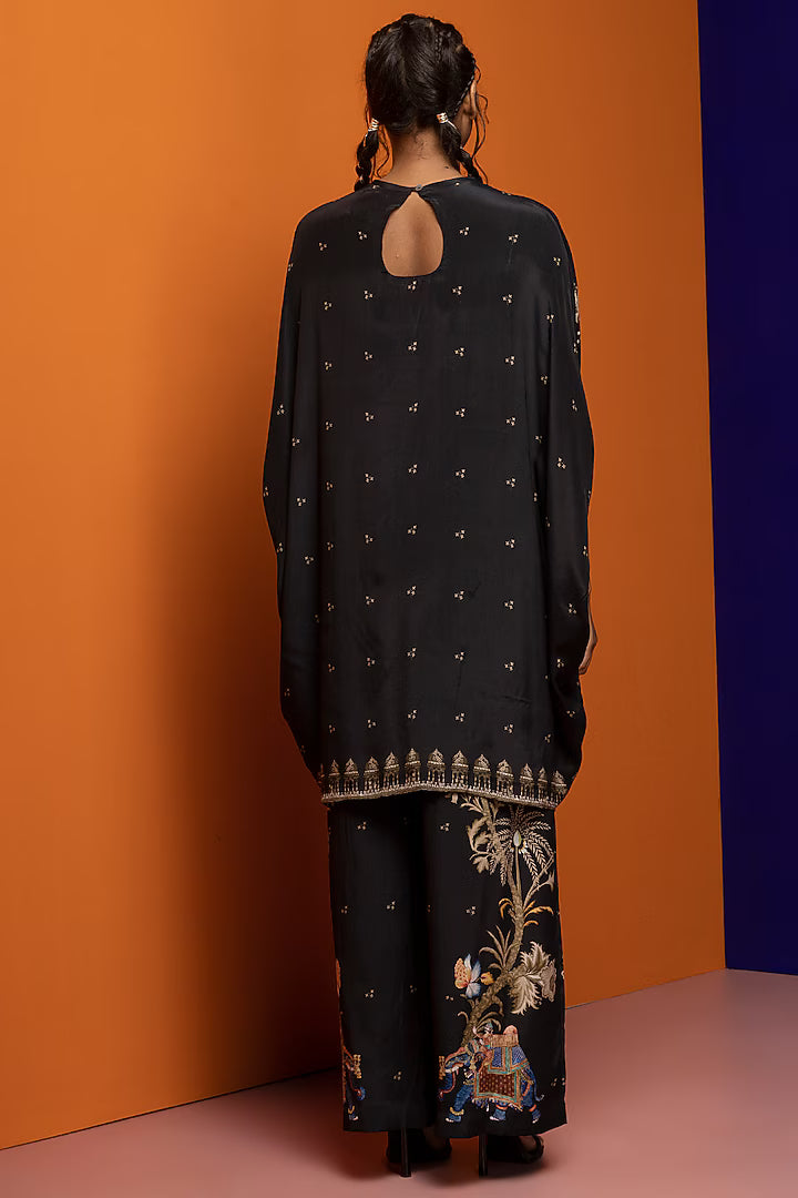 Black Crepe Kaftan Set