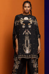 Black Crepe Kaftan Set