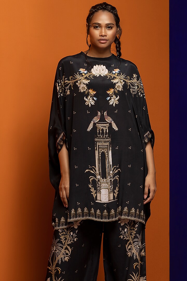 Black Crepe Kaftan Set