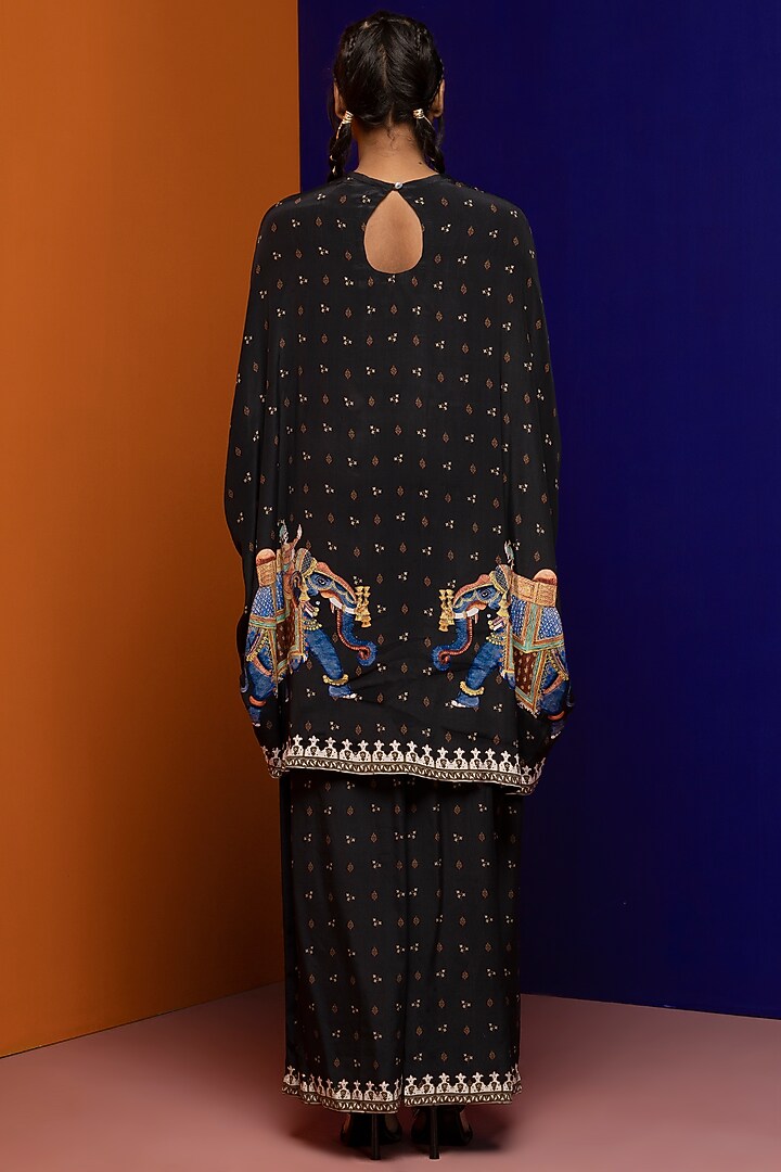 Black Crepe Kaftan Set