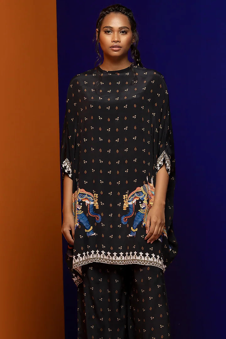Black Crepe Kaftan Set