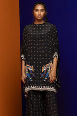 Black Crepe Kaftan Set