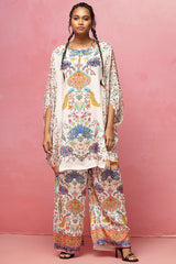 Ivory Crepe Kaftan Set