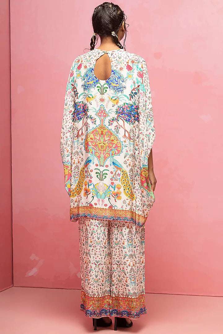 Ivory Crepe Kaftan Set