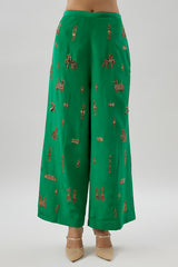 Green Crepe Hand Embroidered Pant Suit Set