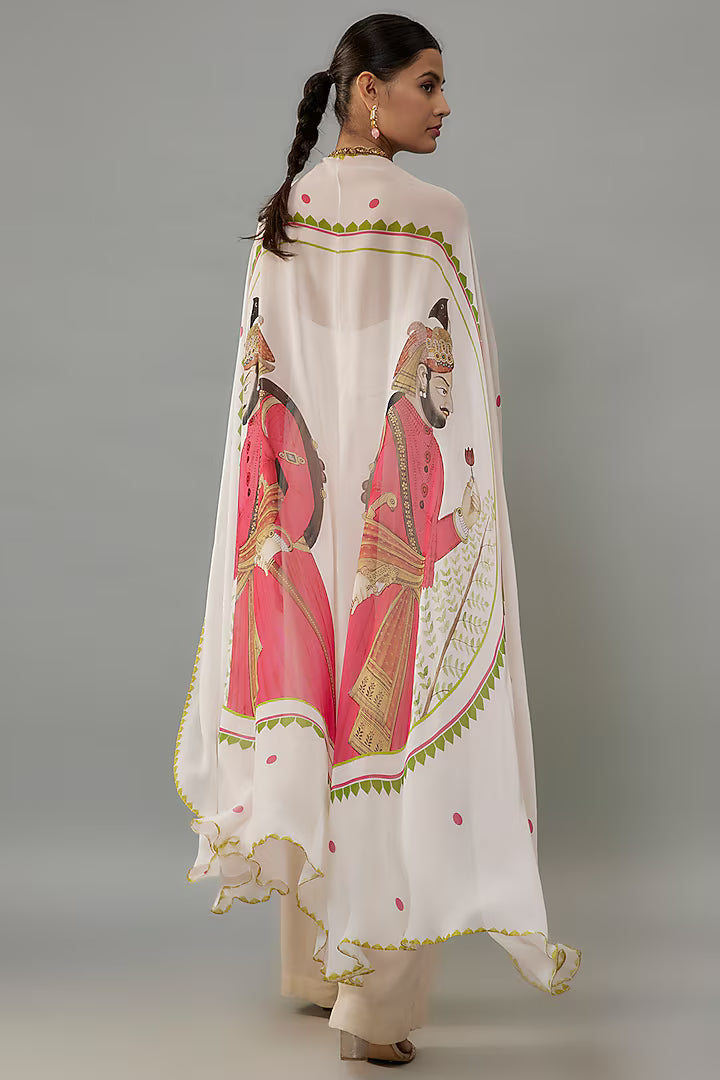 Ivory Georgette Hand Embroidered Jumpsuit