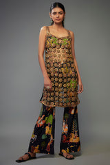 Black Mesh Hand Embroidered Kurta Set
