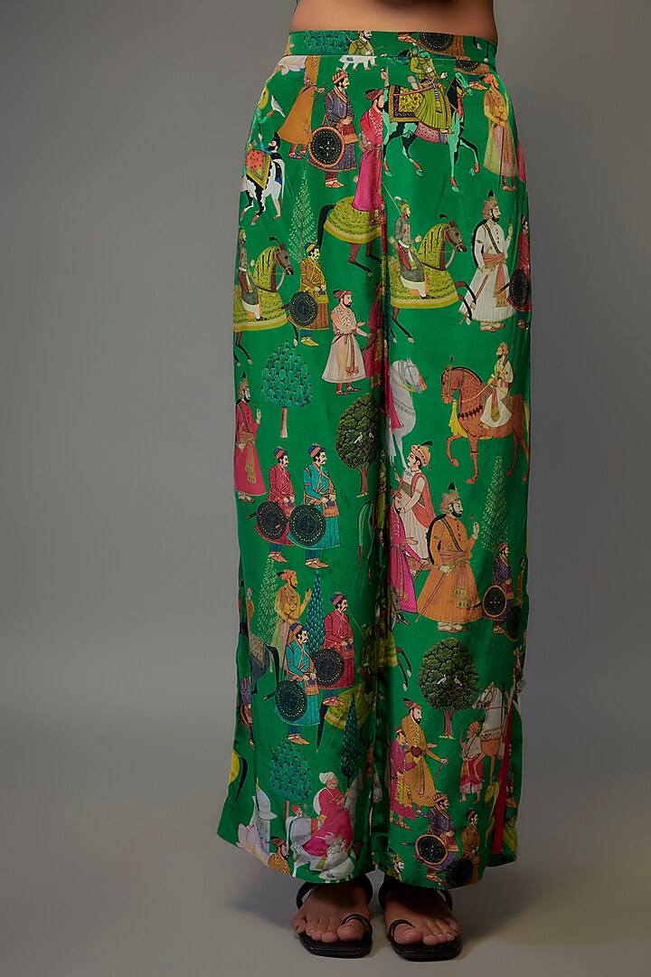 Green Crepe Hand Embroidered Co-Ord Set