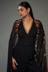 Black Georgette Hand Embroidered Jumpsuit