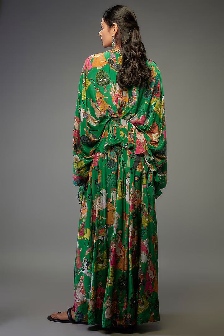 Green Crepe Hand Embroidered Co-Ord Set