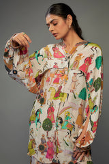 Ivory Crepe Hand Embroidered Co-Ord Set