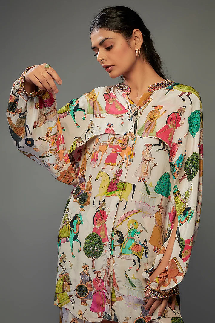 Ivory Crepe Hand Embroidered Co-Ord Set