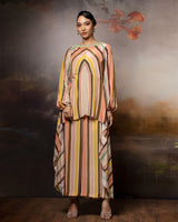 Featuring a Chevron co-ord set in crepe with embroidered neck