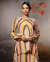 Featuring a Chevron co-ord set in crepe with embroidered neck