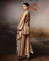 Featuring a Chevron co-ord set in crepe with embroidered neck