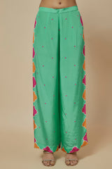 Aqua Crepe Hand Embroidered Kaftan Set