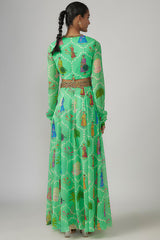 Aqua Georgette & Crepe Hand Embroidered Lehenga Set