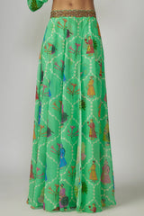 Aqua Georgette & Crepe Hand Embroidered Lehenga Set