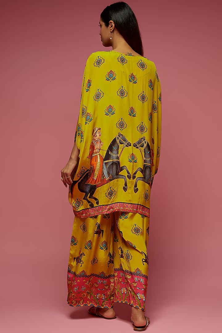 Mustard Crepe Kite Kaftan Set