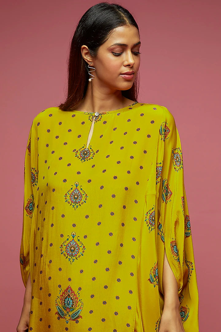 Mustard Crepe Kite Kaftan Set
