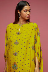 Mustard Crepe Kite Kaftan Set