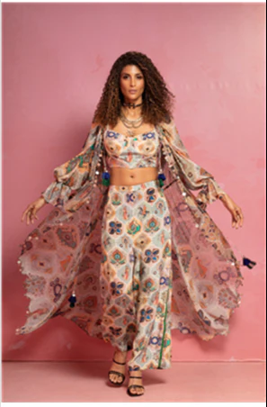 Multi Pastel Printed Cape Set